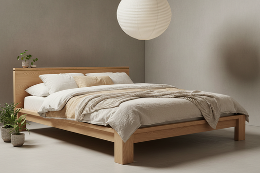 Japandi bed — licht hout